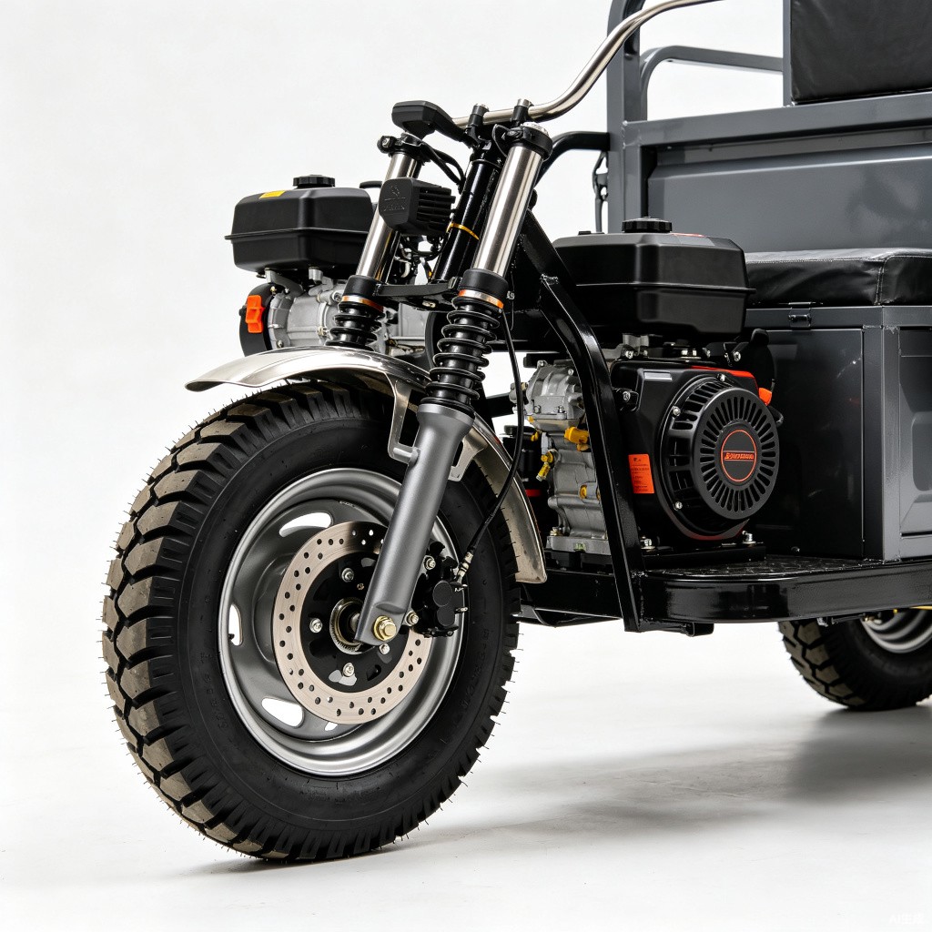 EPA CE Certified Gasoline Motorized 3-Wheel Cargo Tricycle - Detail view 2
