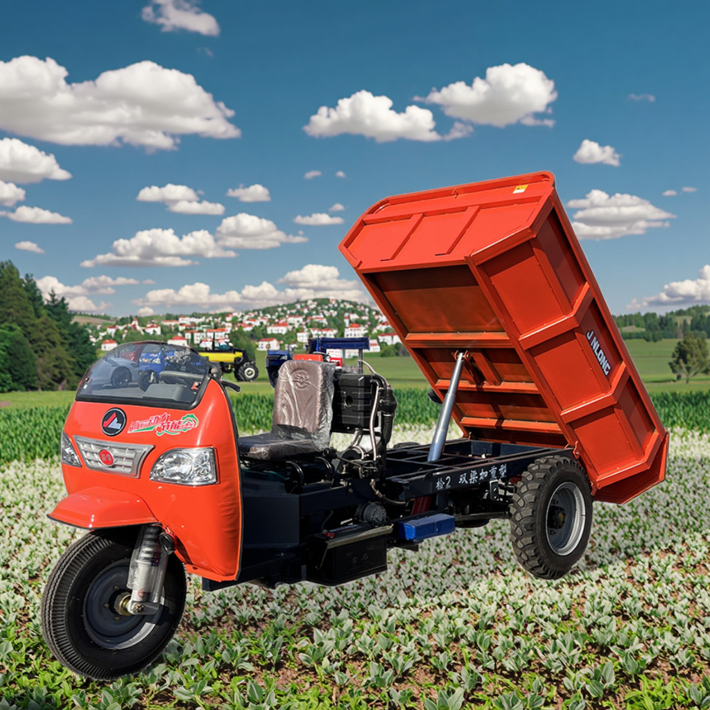 Tricycle diesel ouvert à benne basculante pour transport, vitesse haute et basse