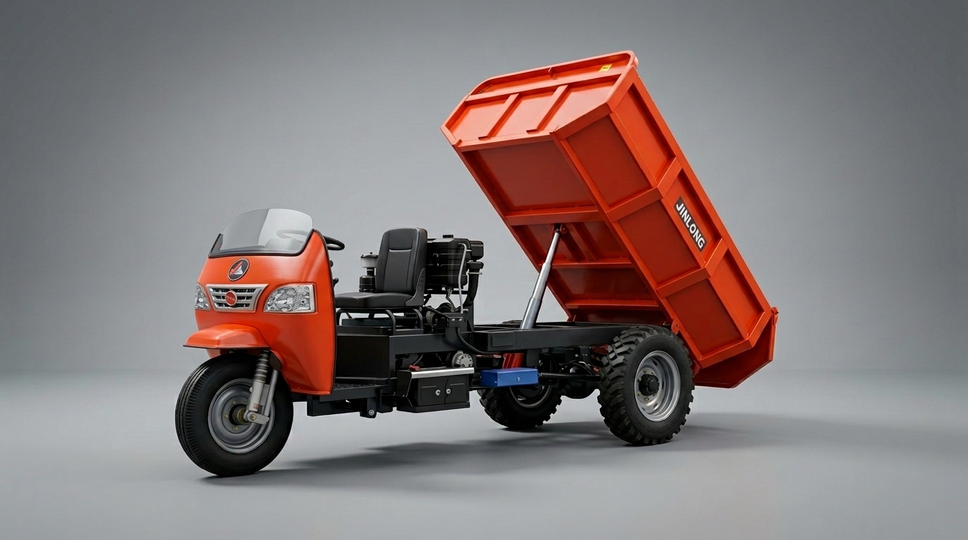 Açık Tip Yüksek-Düşük Hızlı Damperli Kargo Taşıma Mini Dizel Üç Tekerlekli - product detail image