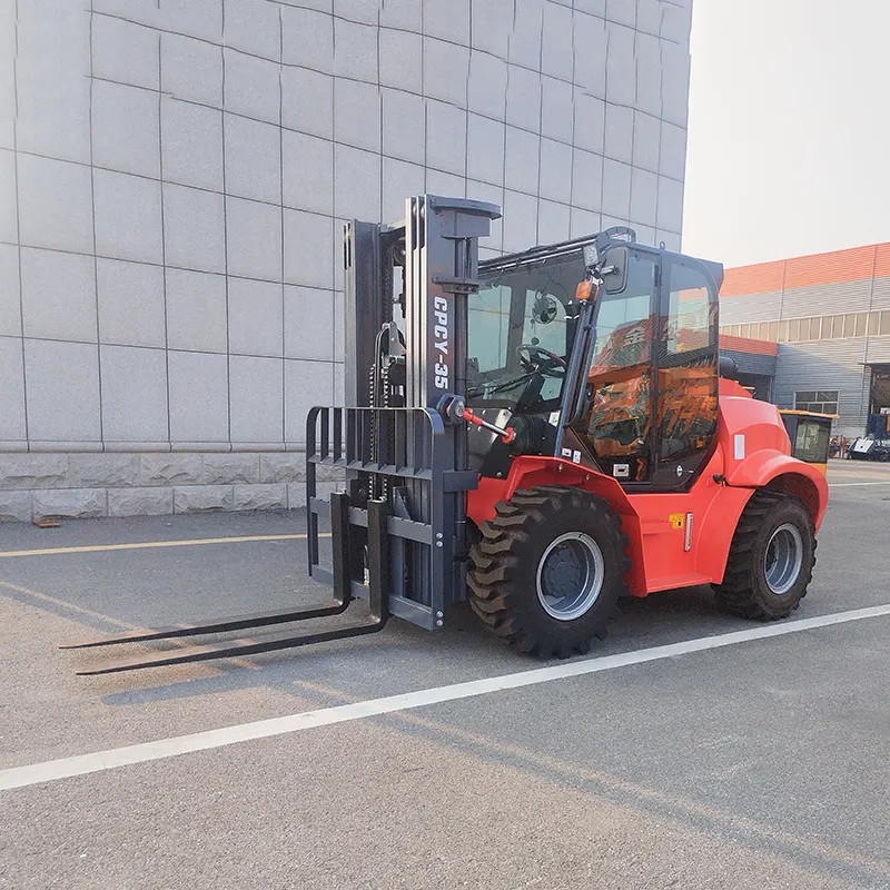 3.5T Diesel Rough Terrain Forklift 4WD Two/Three Stage Mast - Detail view 2